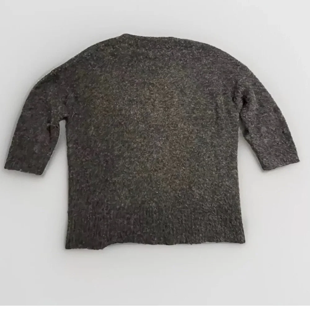 J. Crew Alpaca Wool Sweater Gray Small Crew Pullover Lightweight 3/4 sleeves
